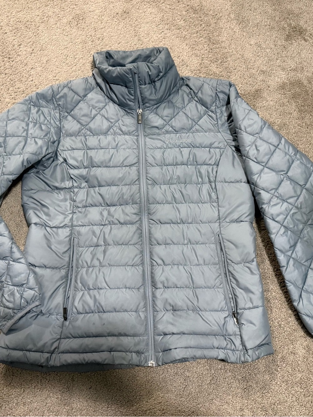 Columbia Grey Silver Quilted Packable Jacket Size M